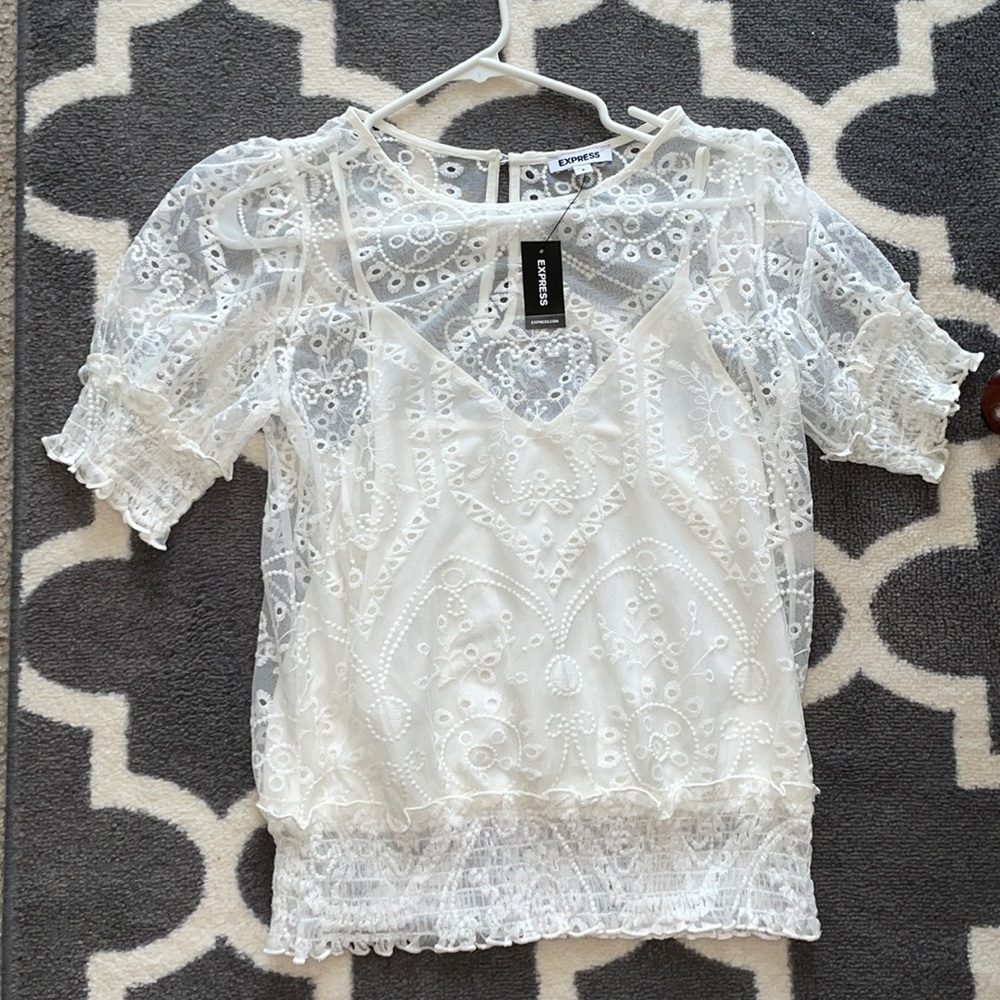 Lacy, off-white top from Express